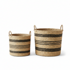 Arles Black Stripes Seagrass Baskets