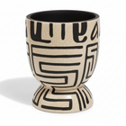 Barren Earthenware White And Black Planter