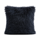 Bosie Mongolian Fur Black Square Cushion