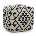 Cefena Square Black and White Patterned Pouffe