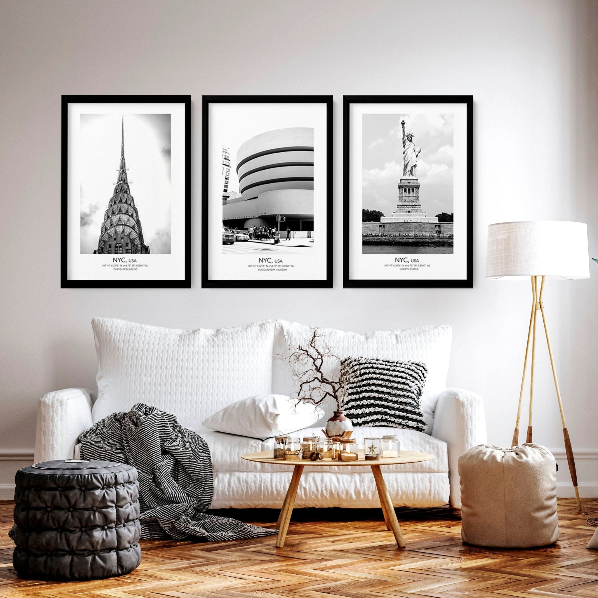 Black and white prints set of 3 Manhattan wall art, image size:2048x2048