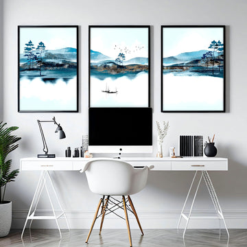 Calming office decor | set of 3 wall art prints