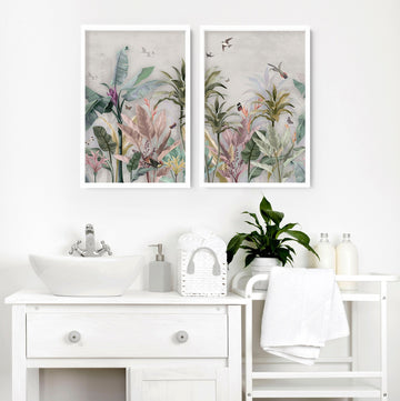 Pictures for bathroom | set of 2 Chinoiserie wall art prints