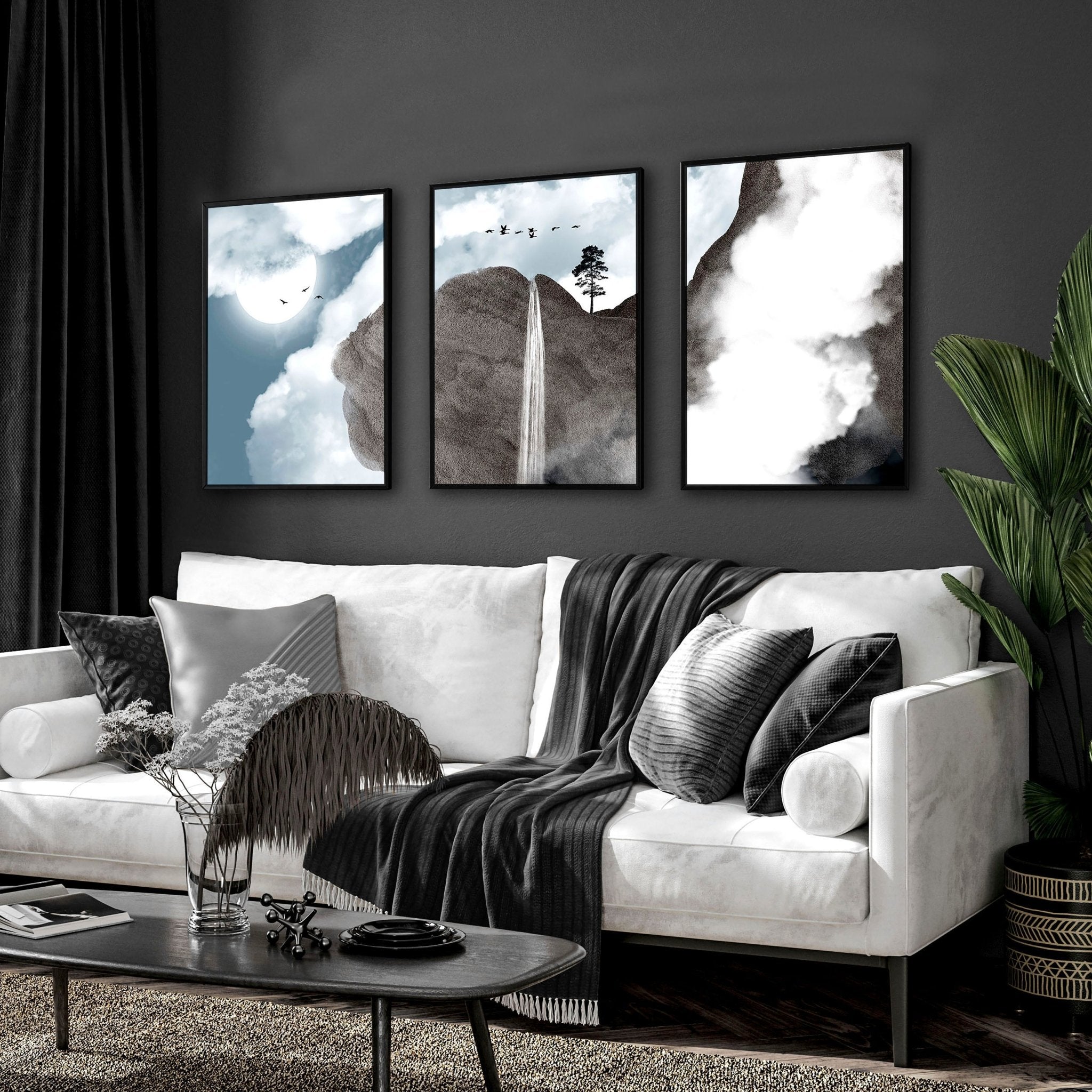 Large picture for living room - set of 3 framed wall art