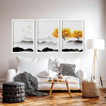 Japanese Home decor art prints | set of 3 framed wall art