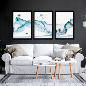 Japanese wall art print | set of 3 unique wall art for living room