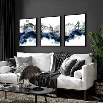 Japanese wall picture for living room | set of 3 art prints