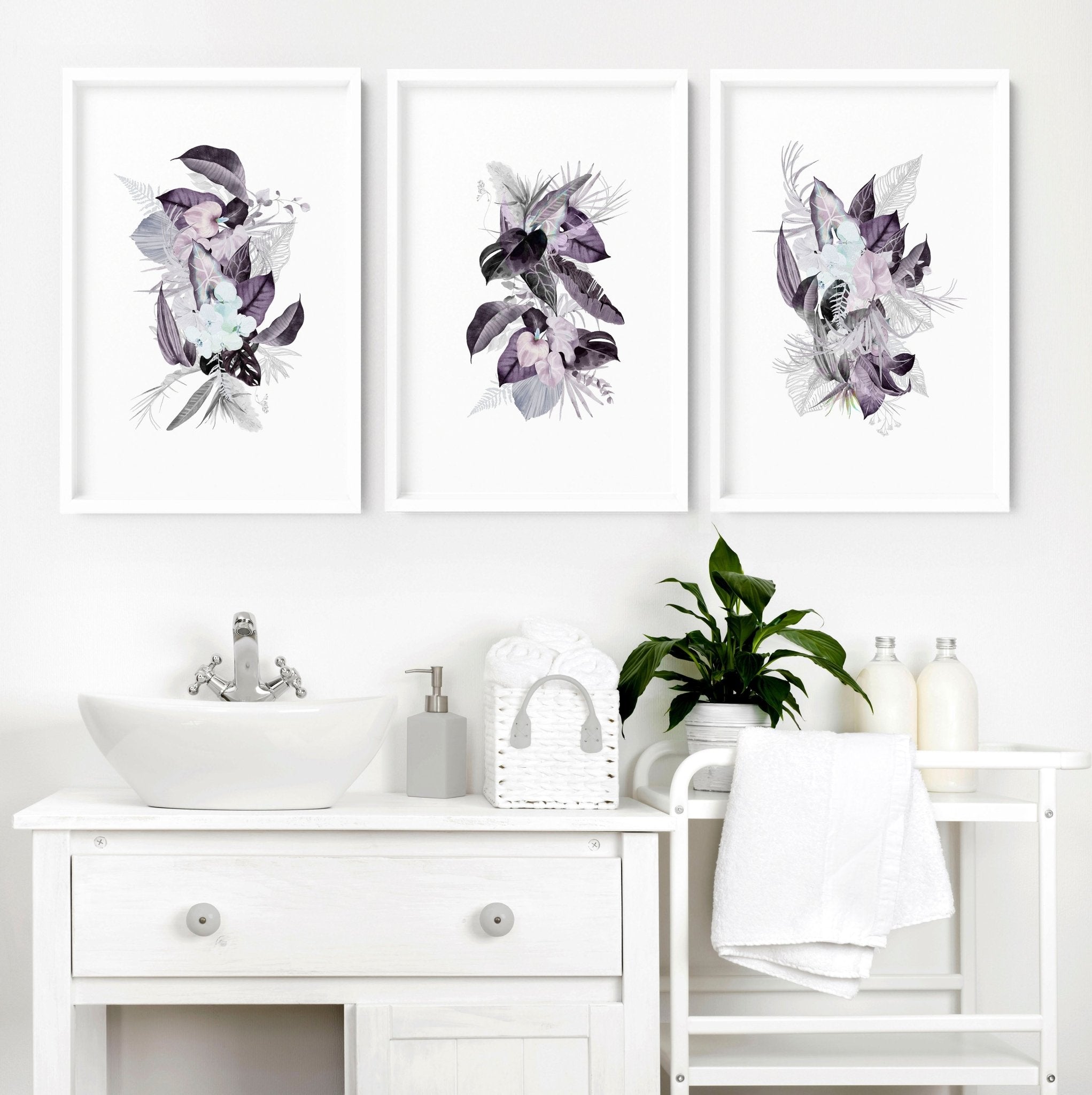 lavender flower wall art Wall decor for bathrooms