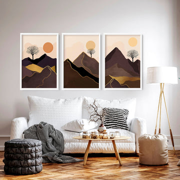 Scandinavian decor style for living room | set of 3 wall art prints