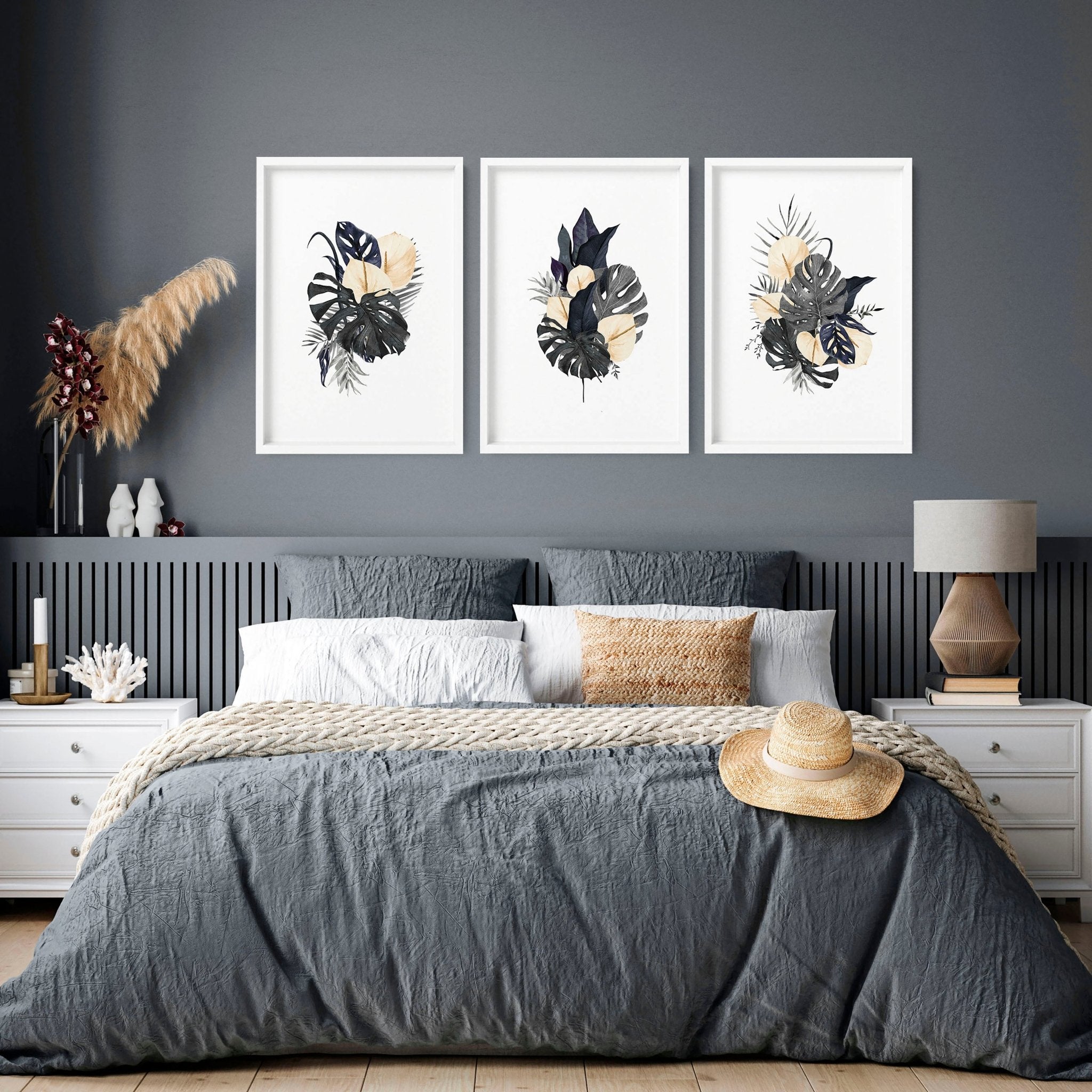 Wall pictures for bedroom - set of 3 framed wall art prints