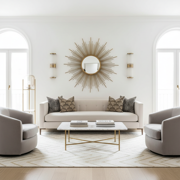 Modern living room with subtle Art Deco details