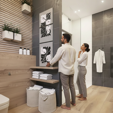 Comparing canvas and framed bathroom art options for modern home decor choices