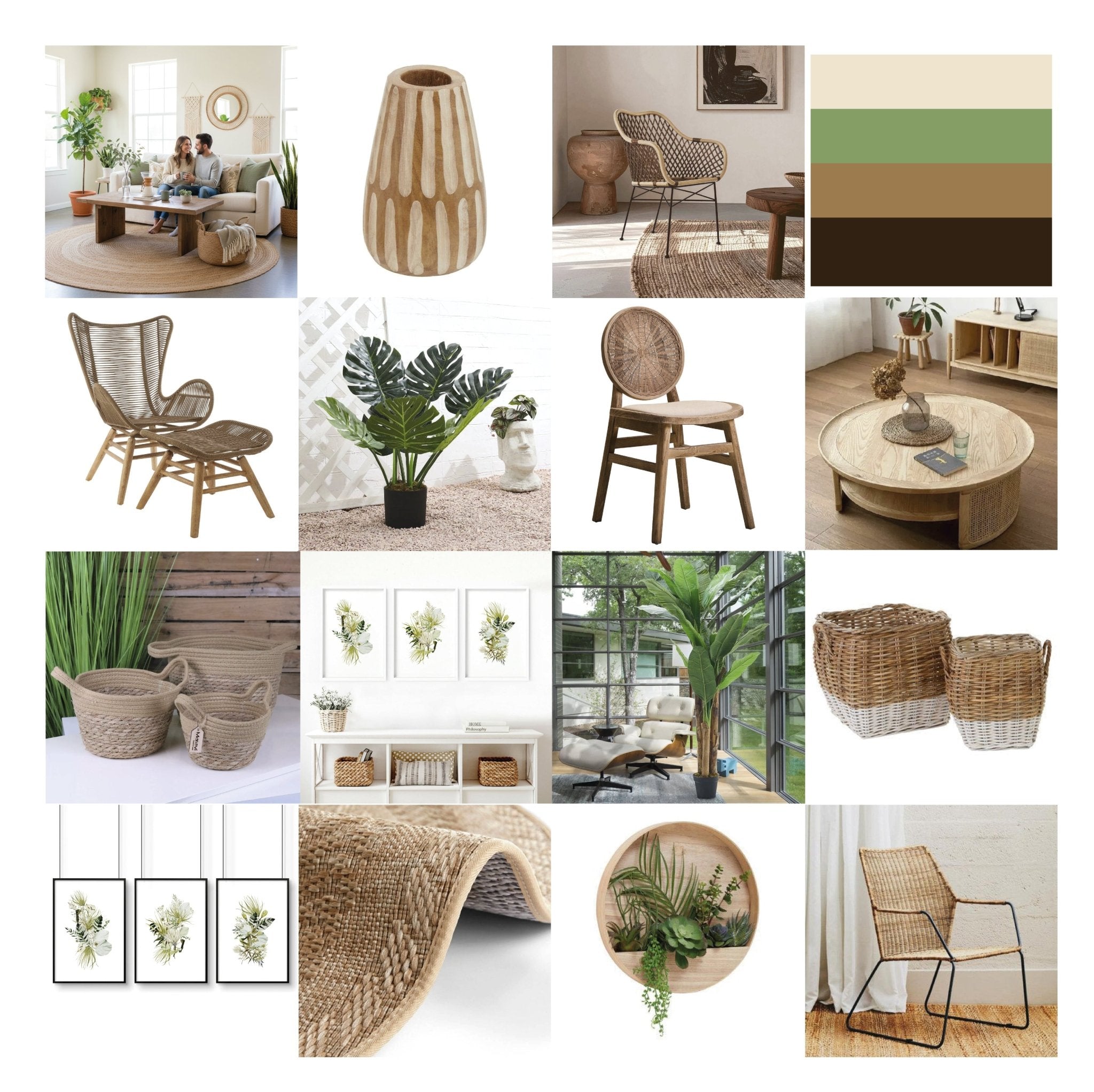 Biophilic interior design with abundant plants and natural elements