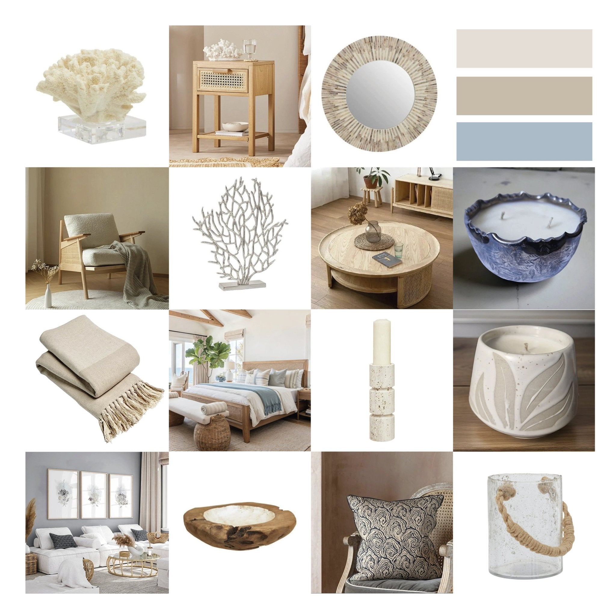 Coastal Hamptons interior design with beach inspired colors and relaxed elegance