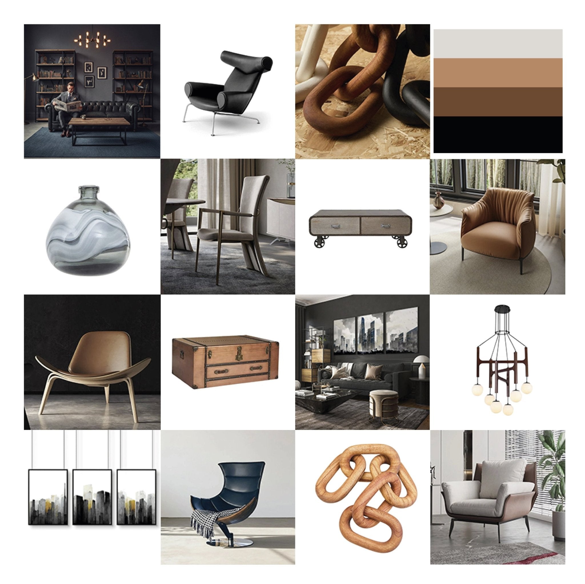 Masculine interior design with dark colors leather and sophisticated bachelor aesthetic