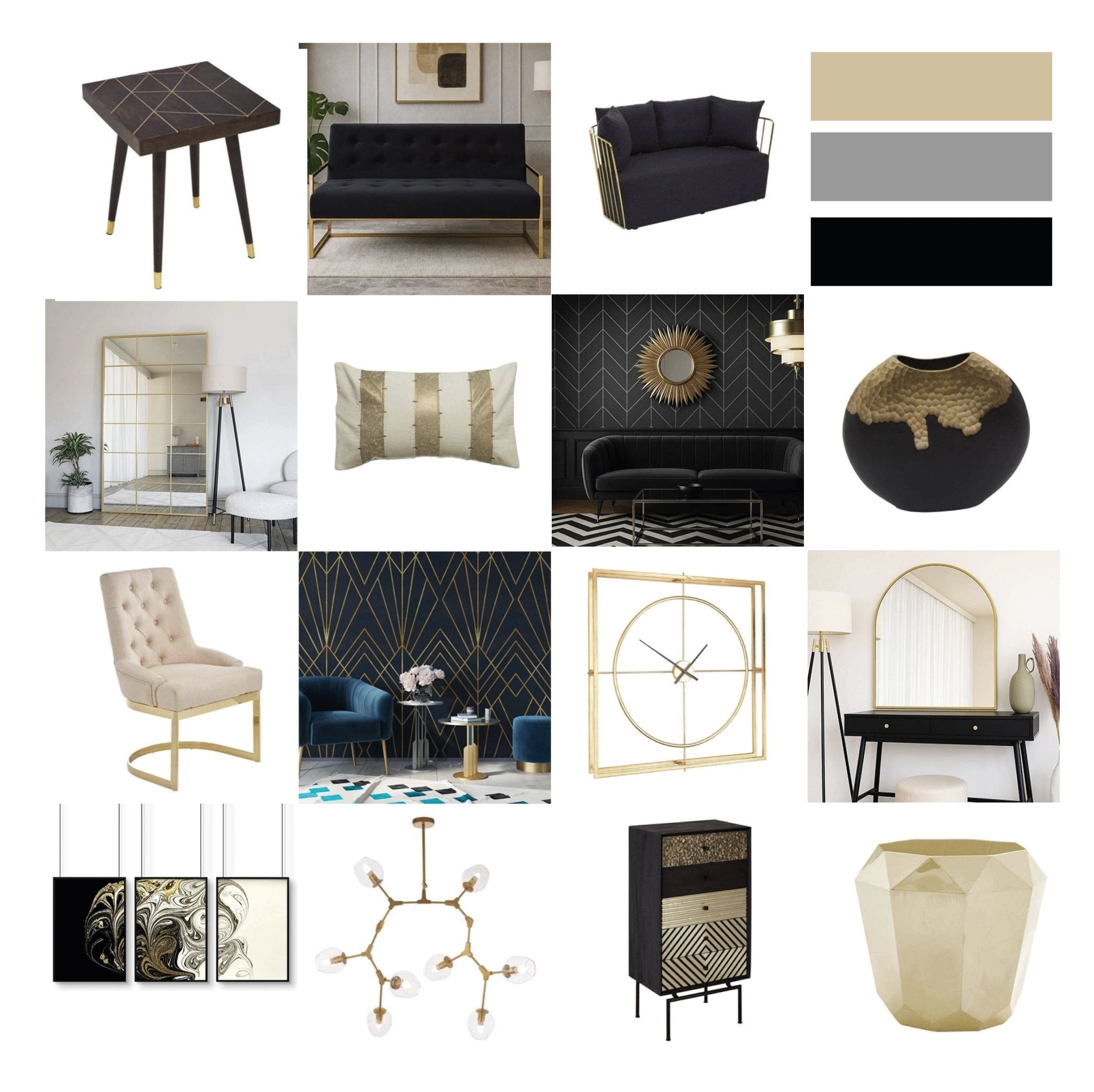 Modern glam luxe interior design with sophisticated glamour and contemporary elegance