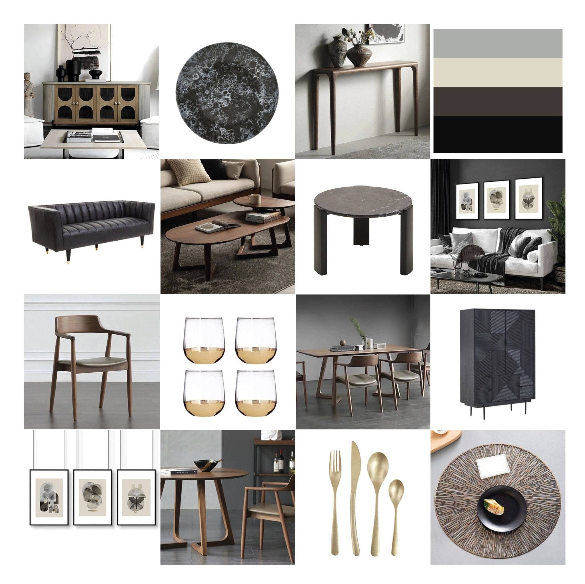 Mid-century modern interior design with iconic furniture and retro 1950s aesthetic