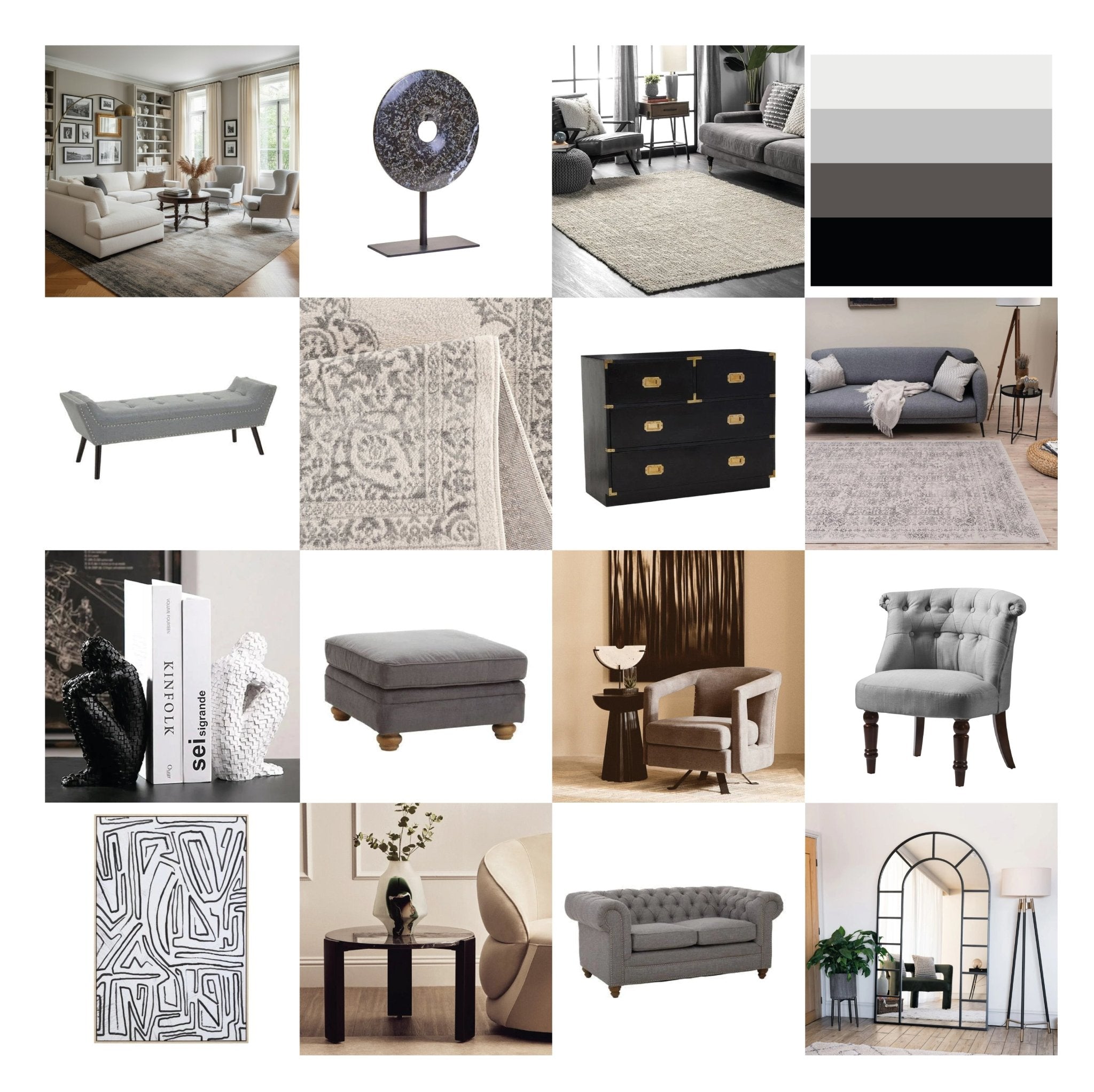 Transitional interior design blending traditional and contemporary elements