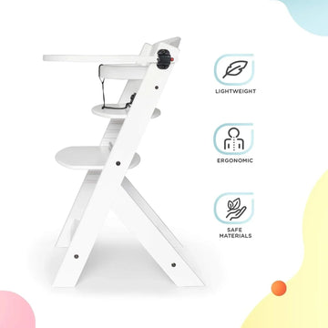 Kinderkraft Enock Wooden Highchair - White