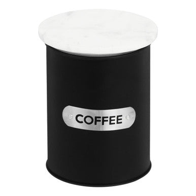 Liberty Black Enamel Coffee Canister With White Marble Lid