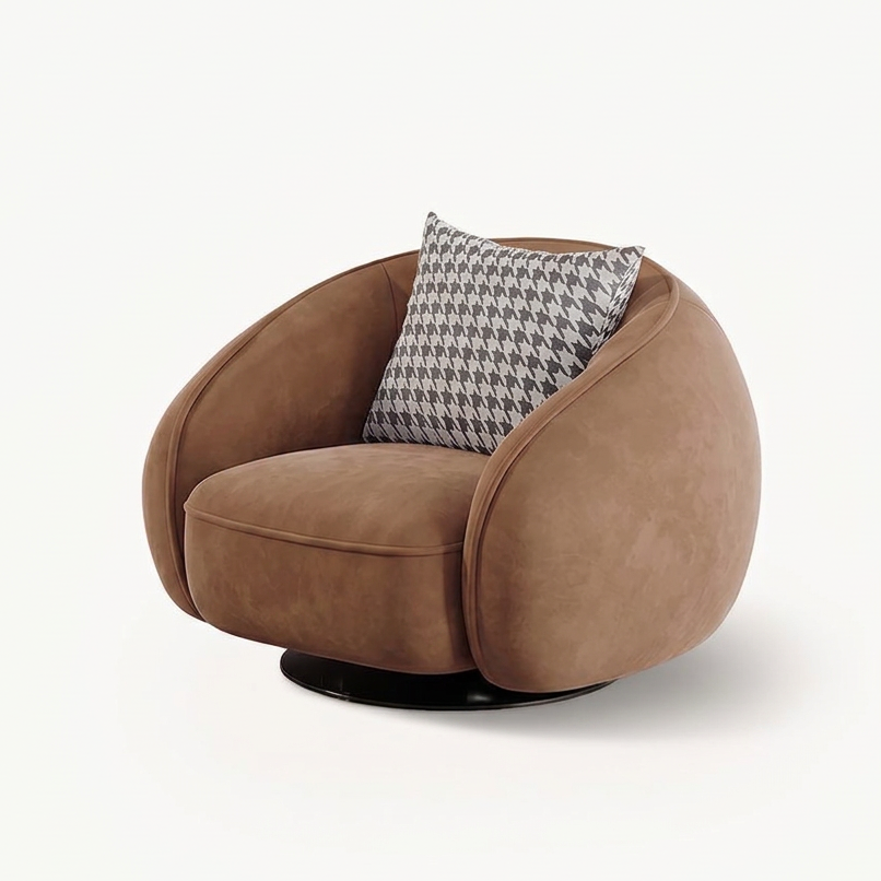 1. Abreu brown swivel armchair on a white background
