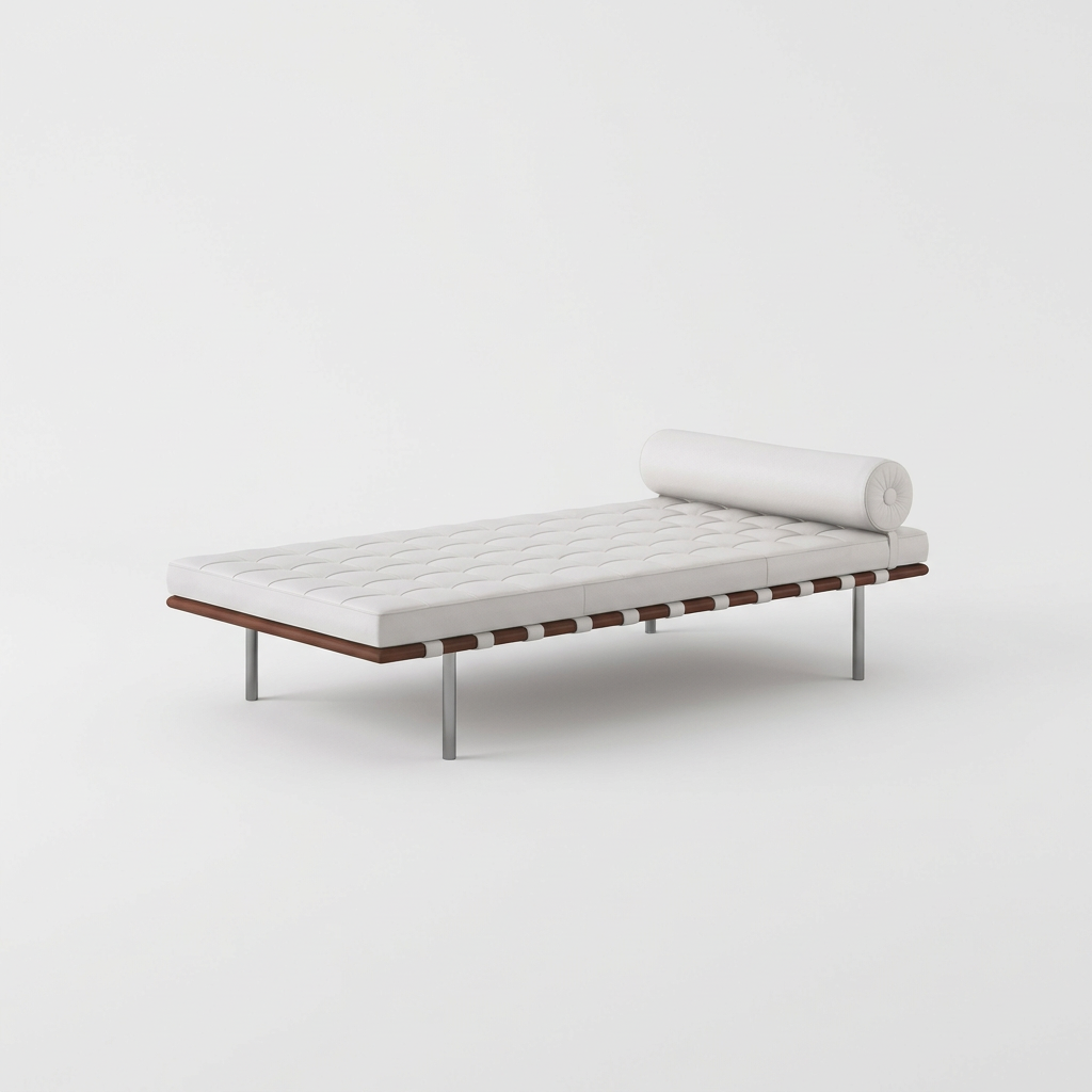 1. Barcelona white leather daybed on a white background