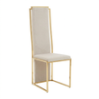 1. Deana light ivory upholstered high back chair with gold frame on a white background