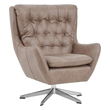 1. Harold taupe leather-effect button-tufted swivel chair on a white background