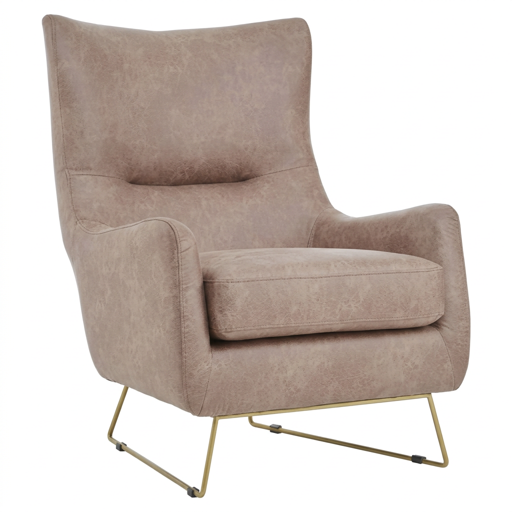 1. Henry light taupe faux leather armchair on a white background