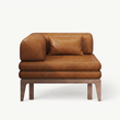 1. Ocampo brown leather corner sofa bed on a white background