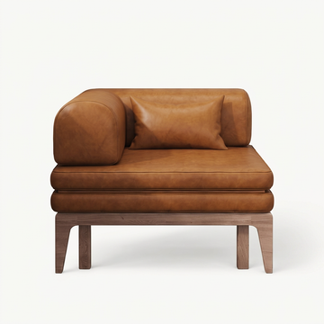 1. Ocampo brown leather corner sofa bed on a white background