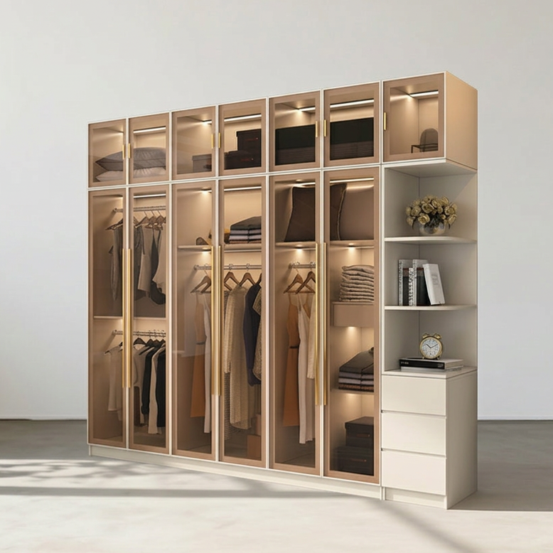 1. Varela illuminated glass wardrobe in sunlight