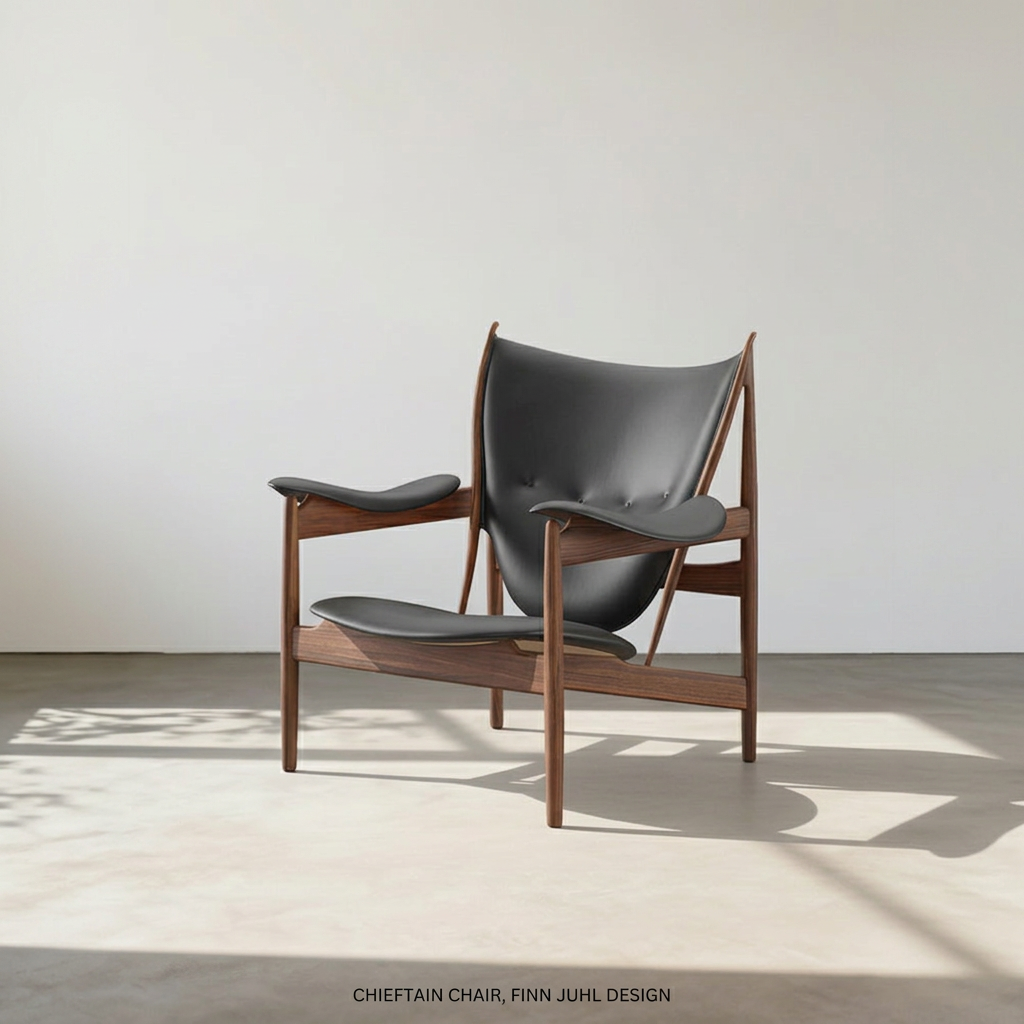 1. Zelenko black leather lounge chair in sunlight