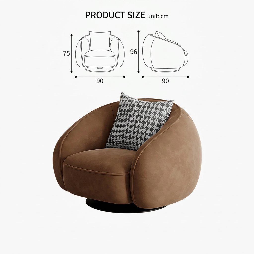 10. Abreu brown swivel armchair studio view