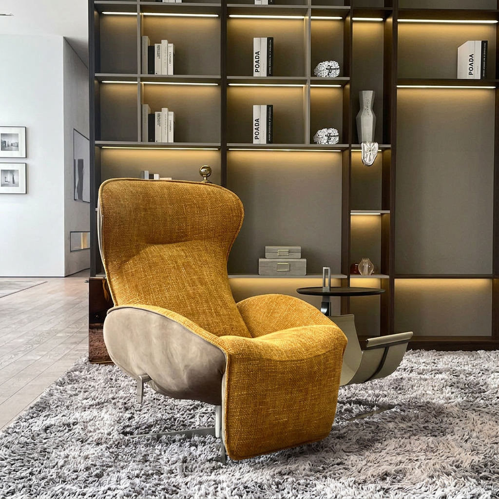 10. Abt mustard swivel recliner front view