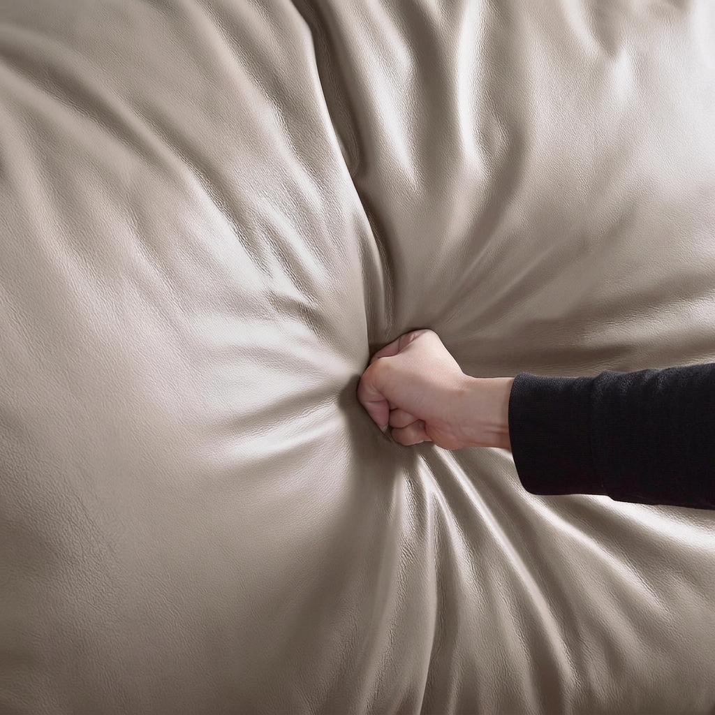 10. Viktor upholstered headboard softness demonstration