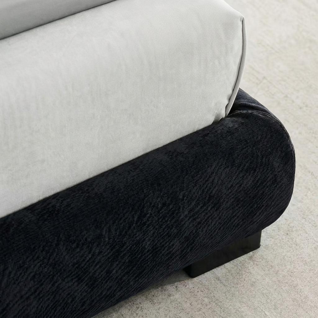 10. Zuri corduroy bed upholstered corner detail