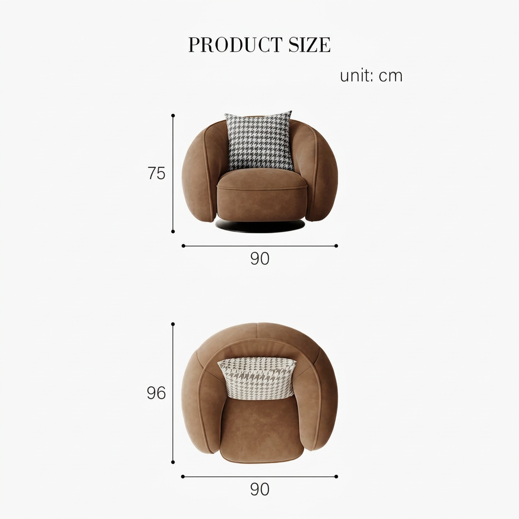 11. Abreu swivel armchair dimensions