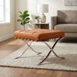 11. Barcelona cognac leather ottoman in a contemporary living room