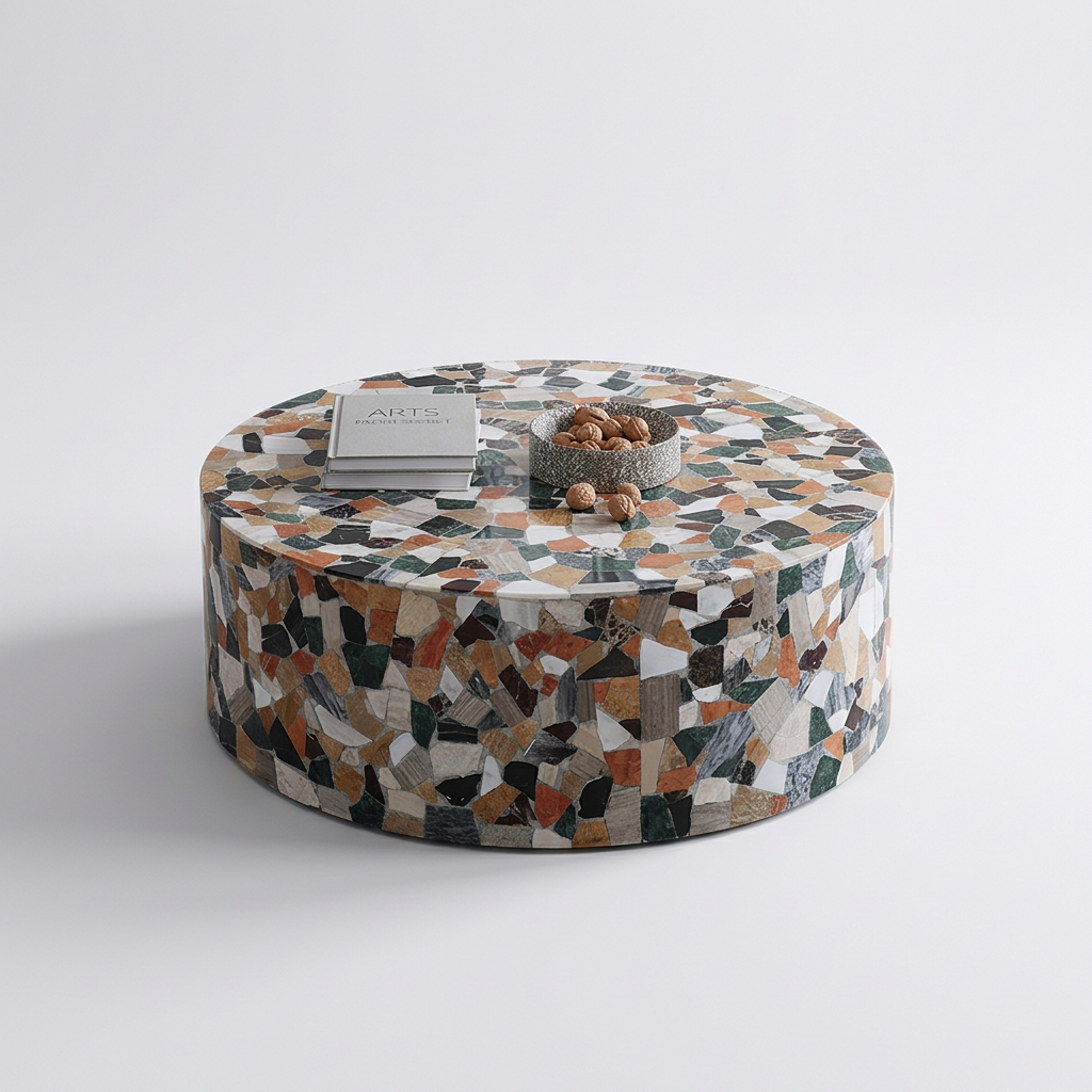 11. Zahra mosaic marble coffee table on a white background