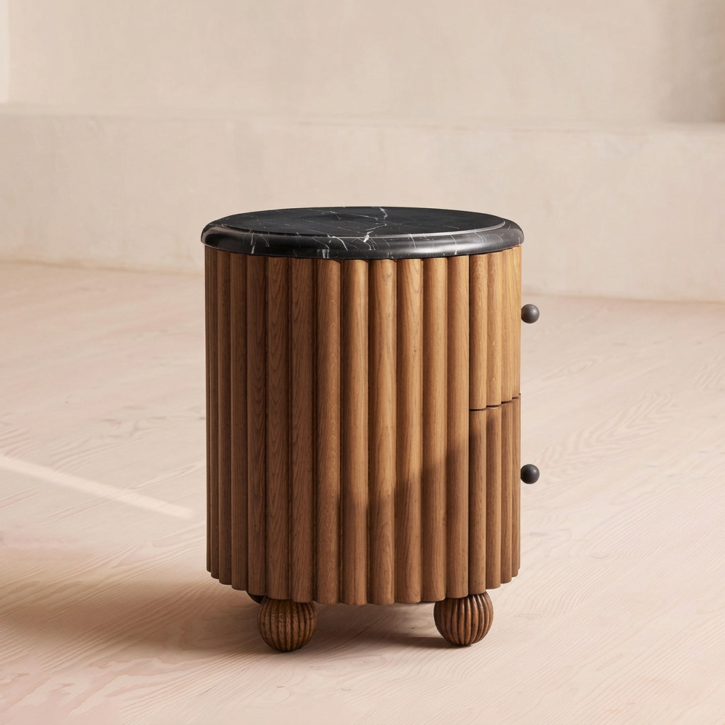 12. Ava Luxe black marble bedside table side view