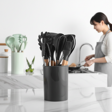12-piece Non-stick Cooking Wooden Handle Silicone Kitchenware Set