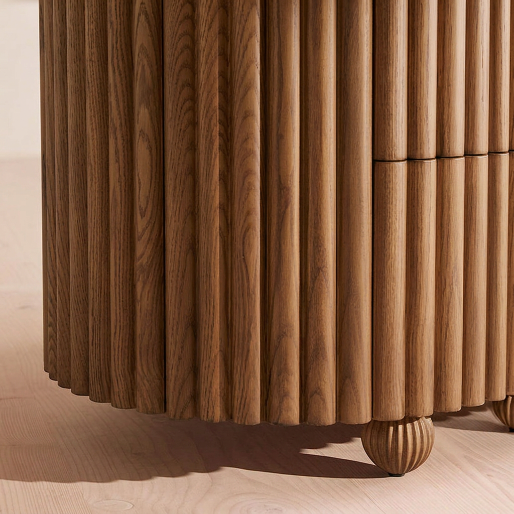 13. Ava fluted wooden side and rounded foot detail