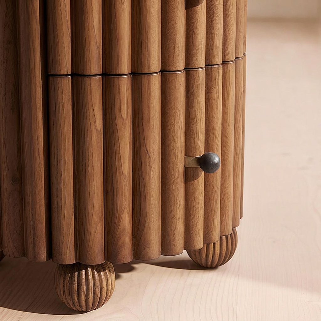 13. Ava Luxe fluted wood and carved ball feet detail