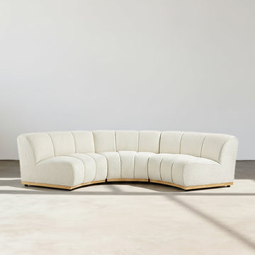 Zafar Modular Sofa, Armless Curved Sofa, White Boucle