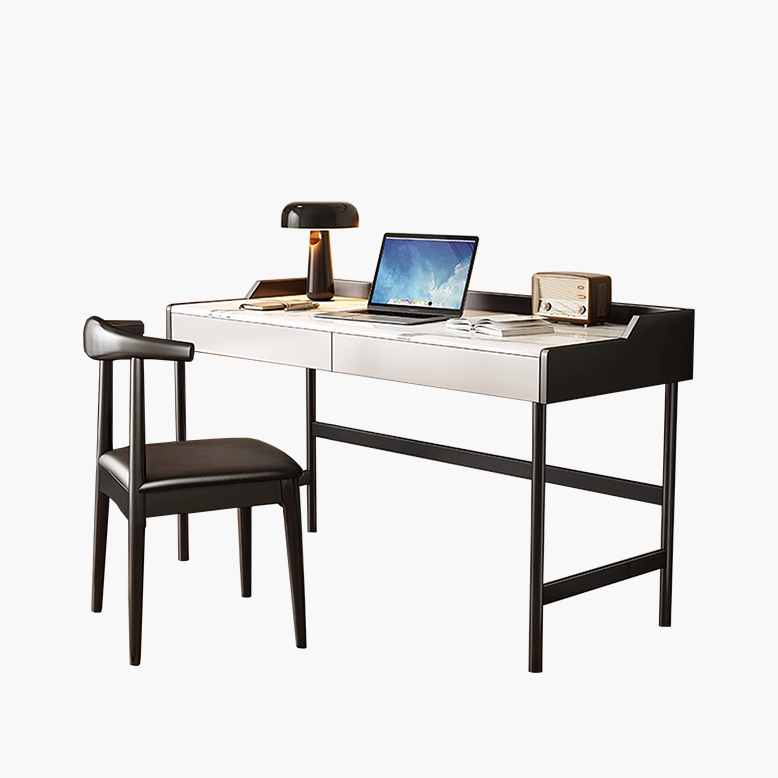 Zuriel Office Desk, White Sintered Stone