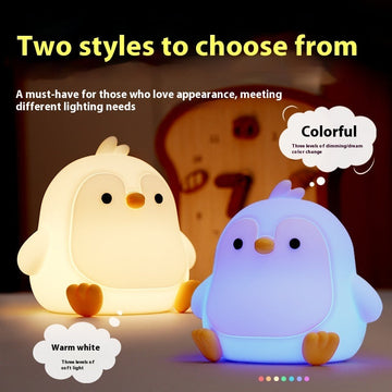 Adorable Penguin Night Light - Rechargeable Silicone Touch Lamp for Kids Bedroom