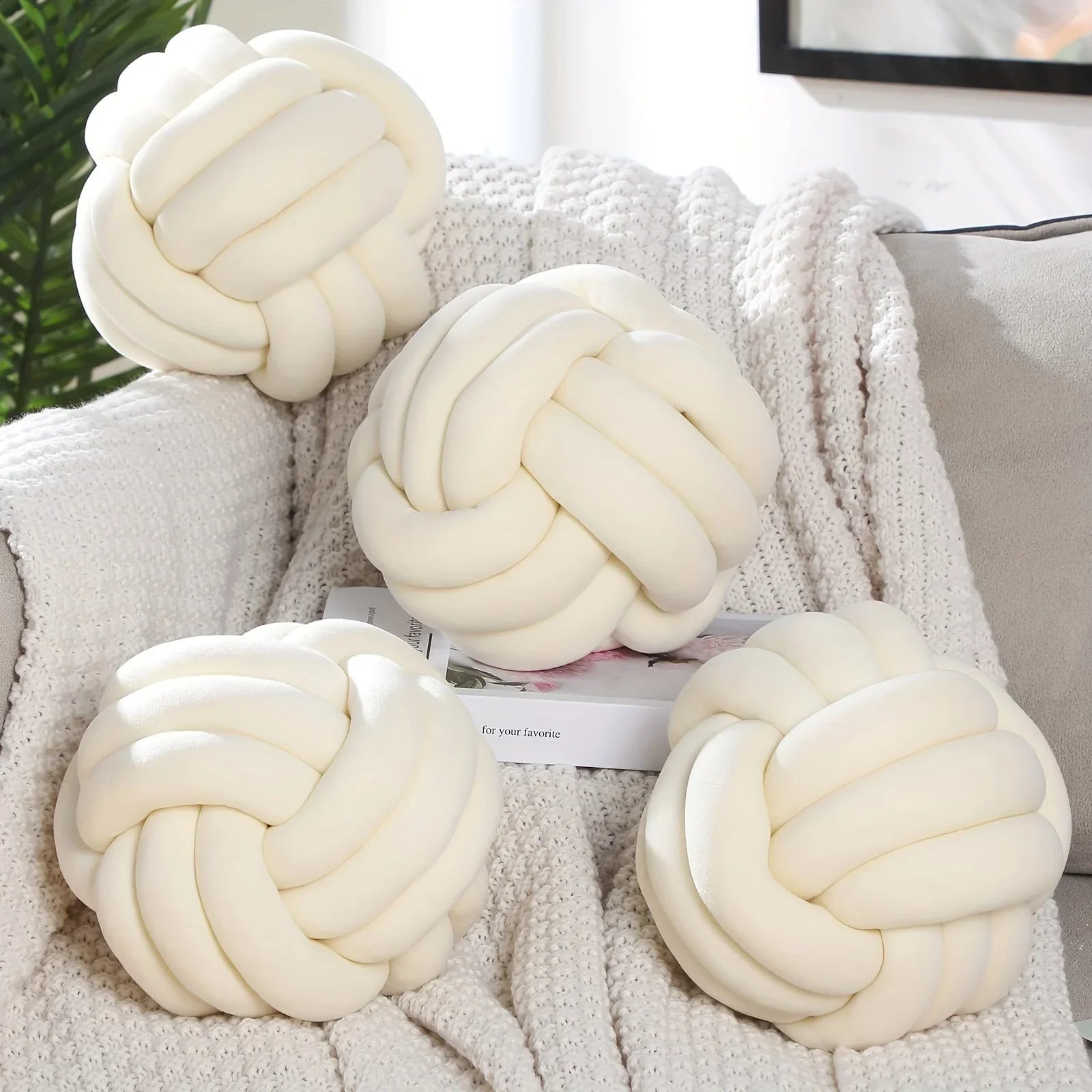 1pc Art Deco Striped Knot Pillow - Handmade, Soft Polyester.Cotton, Modern & Cozy Decorative Cushion for Homeand Sofa 9*9inch