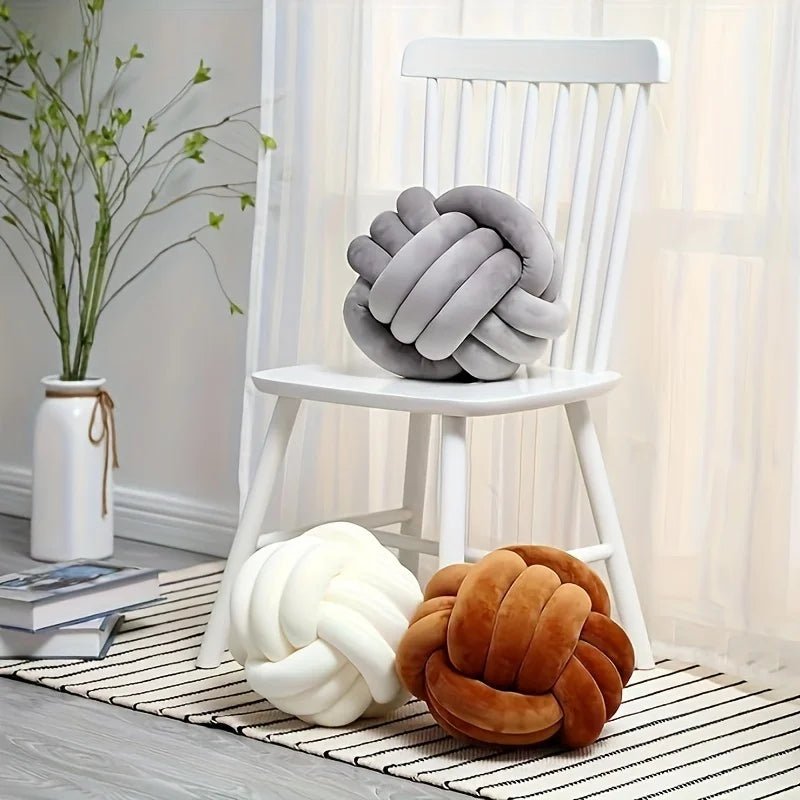 1pc Art Deco Striped Knot Pillow - Handmade, Soft Polyester.Cotton, Modern & Cozy Decorative Cushion for Homeand Sofa 9*9inch