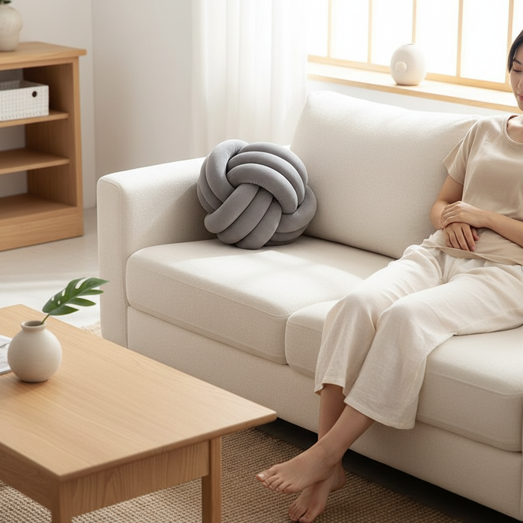 1pc Art Deco Striped Knot Pillow -Handmade, Soft Polyester.Cotton, Modern & Cozy Decorative Cushion for Homeand Sofa 9*9inch